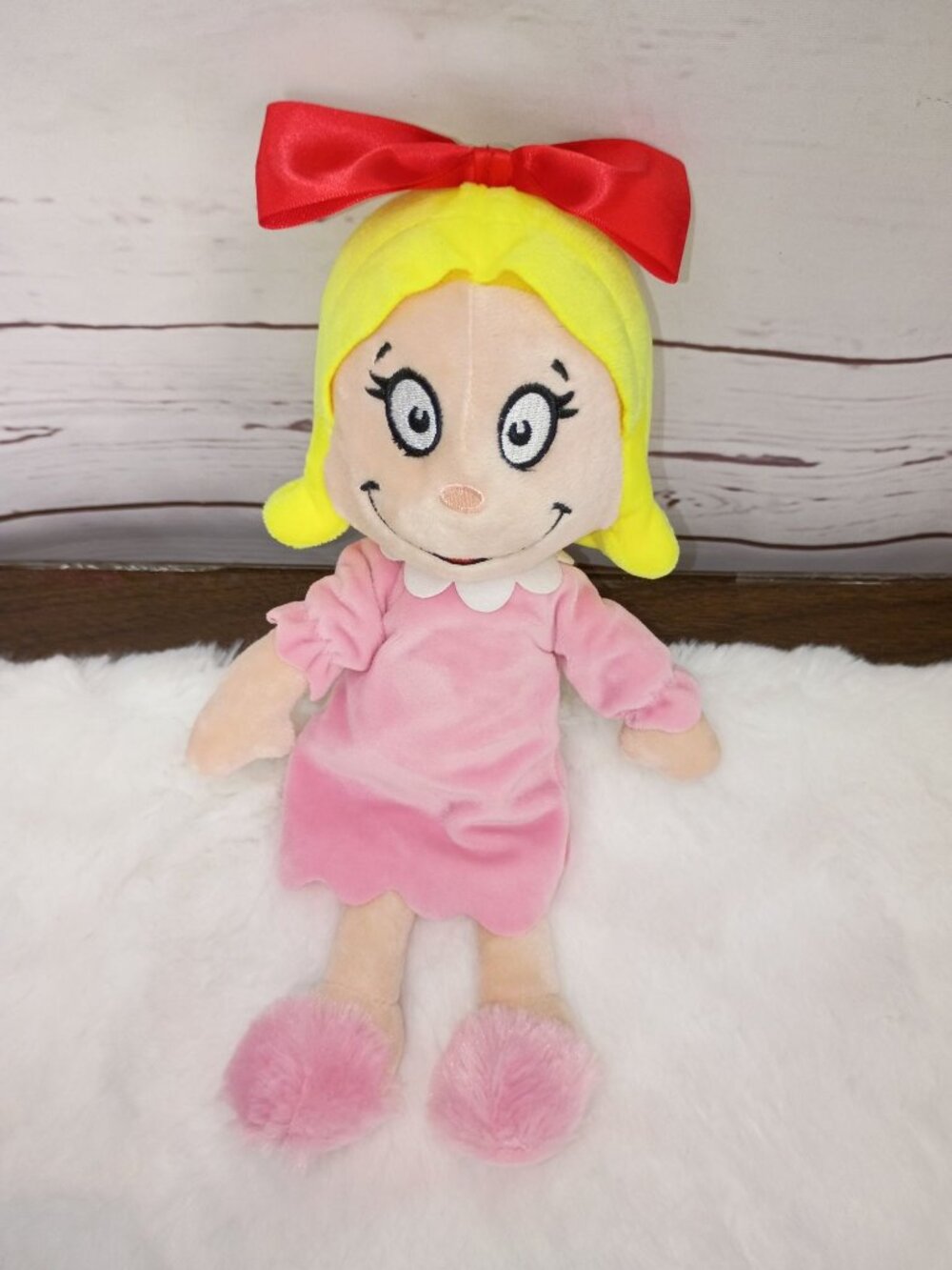 Cindy Lou Who Plush Doll By Aurora Dr. Seuss 2018 Pink Dress Red Bow